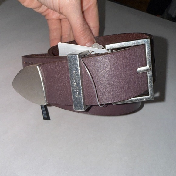 Allsaints men’s oxblood red antique nickel 3 piece belt set size small. NWT